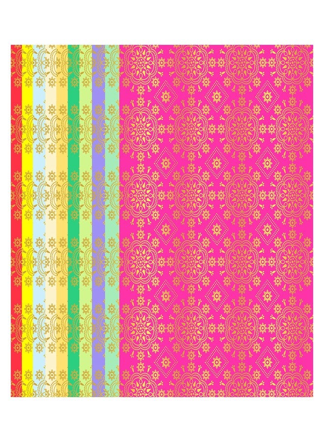 Lakeer A4 Printed Decorative Paper Pack of 10 Sheets 180-210 GSM Thick Pre Printed Paper for Origami, Scrapbooking, Project (Bandhani) - Image 1
